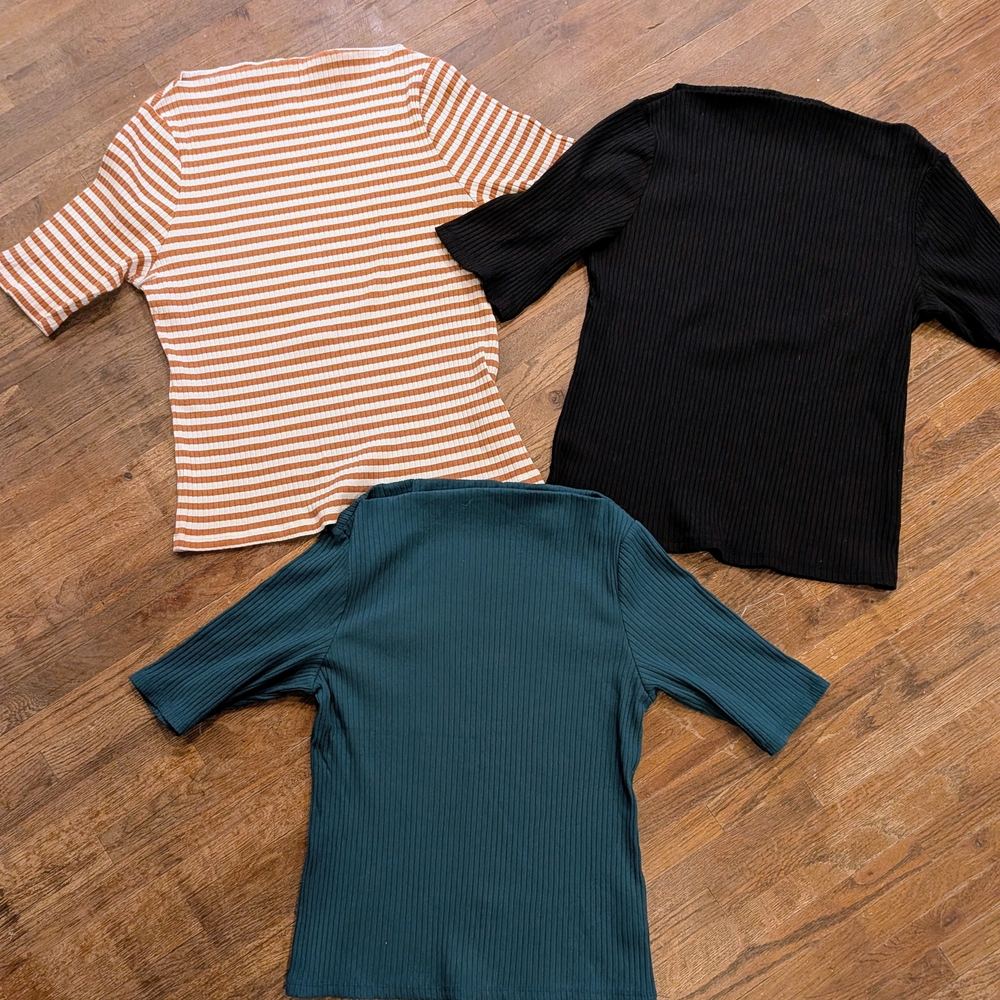 Striped and Solid Kids Tops Set